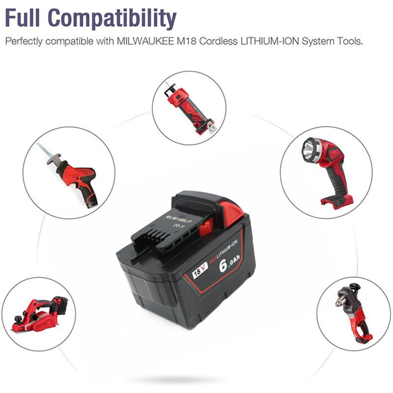Replacement power tool battery for Milwaukee
