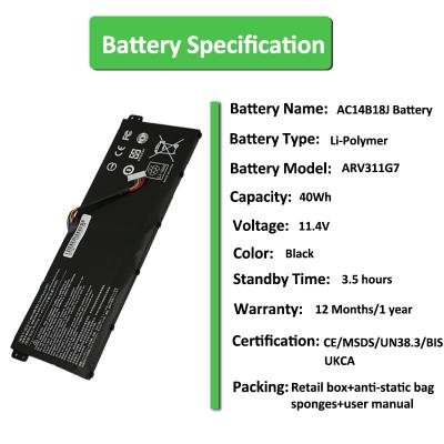 11.4V 40Wh AC14b18J Battery for Acer Laptop Aspire V3-111