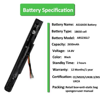 AS16A5k Battery for Acer E5 475G 573G E15 Laptop